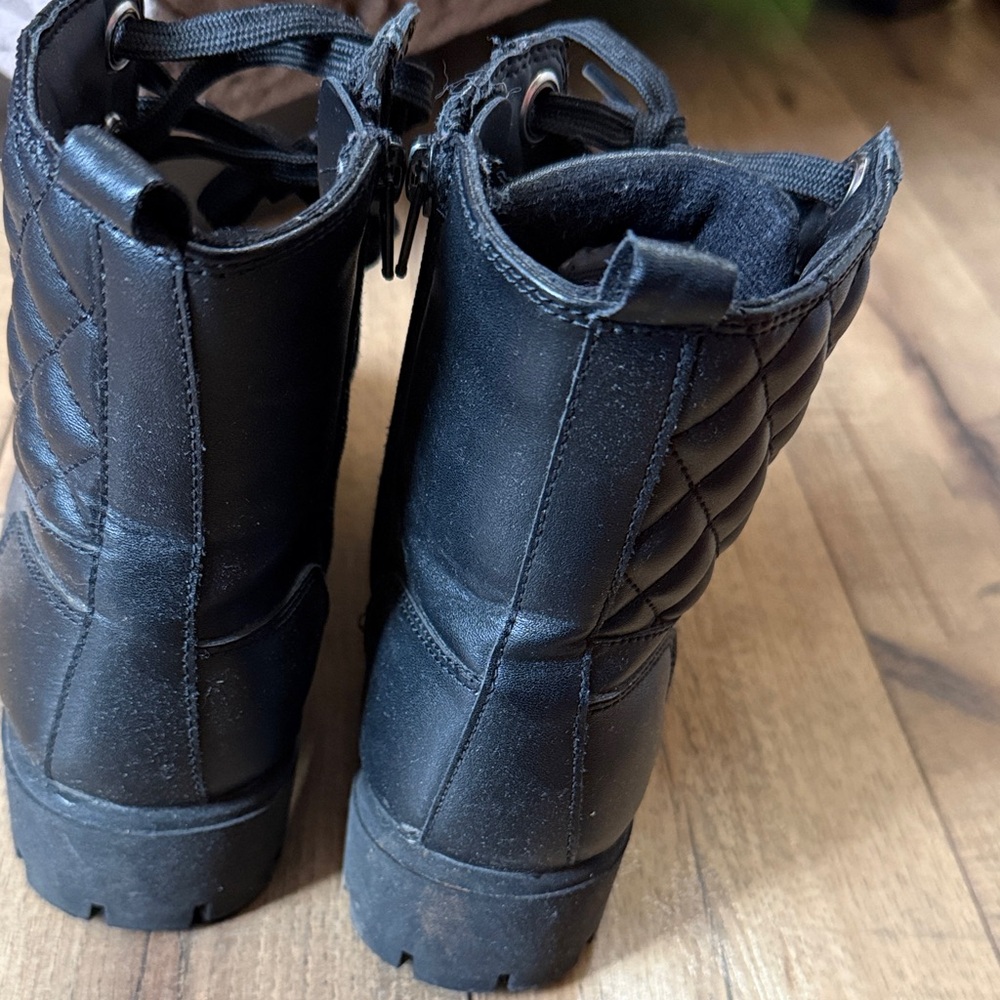 Joe Fresh Black Quilted Ankle Lace-Up Boots - Picture 9 of 12